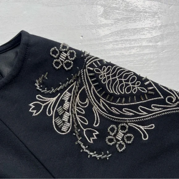 Lane Bryant Crop Top Womens 18 Black Ponte Knit Embellished Cap Sleeve - Picture 2 of 10